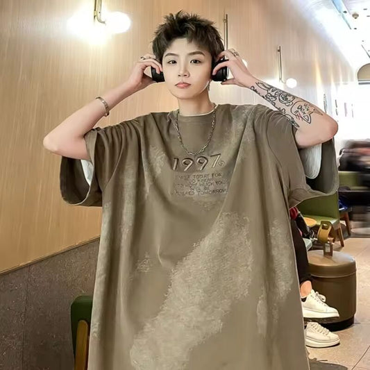 Baggy T Shirt for Men 100℅ Cotton Top Man Tee Shirts New in Vintage Clothing Cool Basic Korean Popular Clothes Streetwear Casual